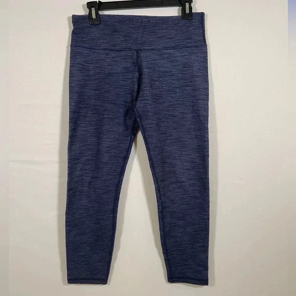 Lululemon Wunder Under Navy Blue Heathered Cropped Capri Leggings 8
